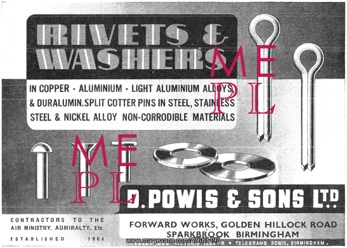 : D.Powis Rivets, Washers & AGS Parts : D.Powis Rivets, Washers & AGS Parts