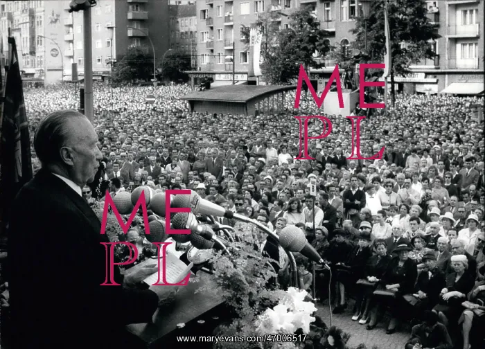 : Dr Konrad Adenauer, German Chancellor, speaks to Berliners : Dr Konrad Adenauer, German Chancellor, speaks to Berliners