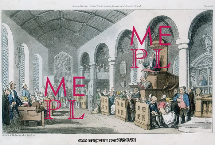 : Dr Syntax Preaching. Aquatint by Rowlandson from : Dr Syntax Preaching. Aquatint by Rowlandson from