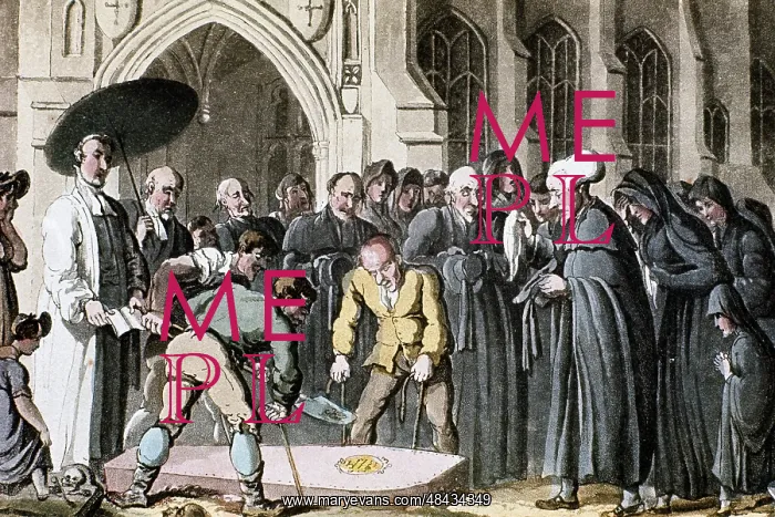 : Dr Syntax watching his wife's coffin being lowered : Dr Syntax watching his wife's coffin being lowered