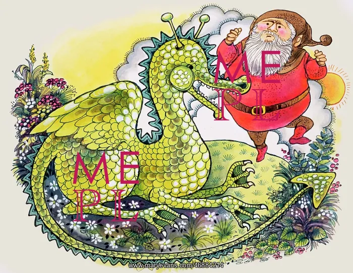  : Dragon with plump bearded man