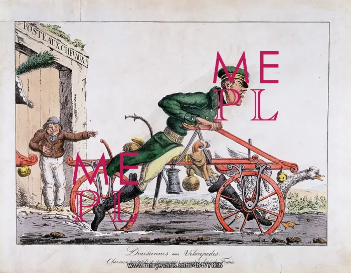 : Draisien or Velocipede shown replacing horses : Draisien or Velocipede shown replacing horses