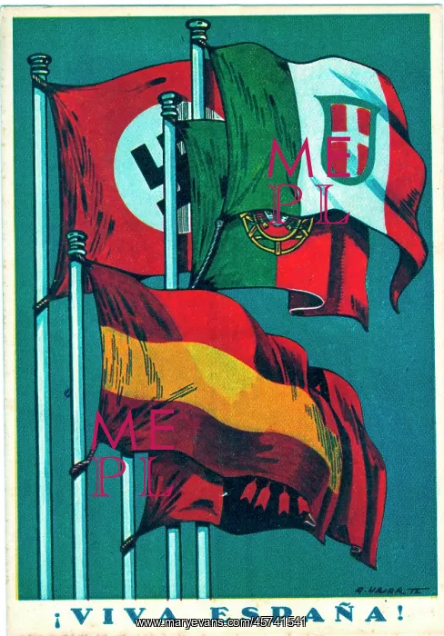 : Dramatic flying flags of nations supporting Franco : Dramatic flying flags of nations supporting Franco