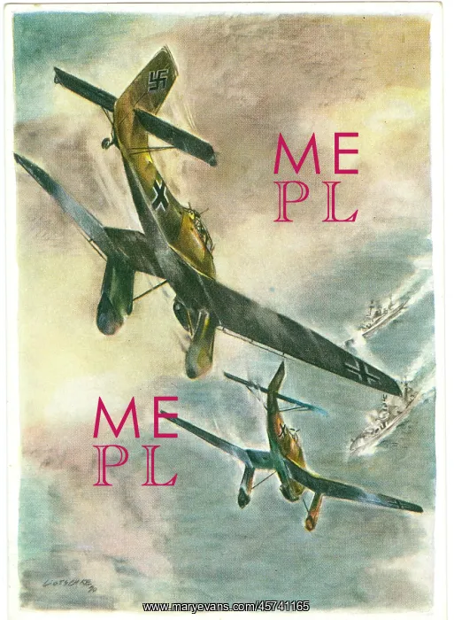 : Dramatic impression of Stuka Dive bombers in action : Dramatic impression of Stuka Dive bombers in action