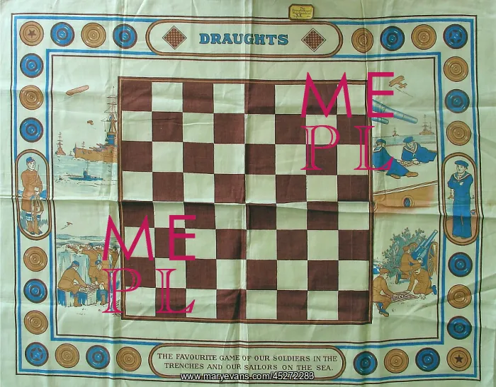 : Draught board with ships and aeroplanes - WWI : Draught board with ships and aeroplanes - WWI