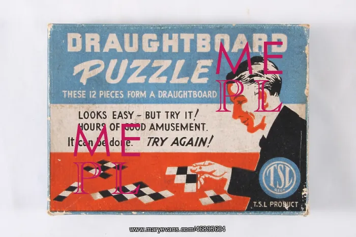 : Draughtboard puzzle game, man playing game : Draughtboard puzzle game, man playing game