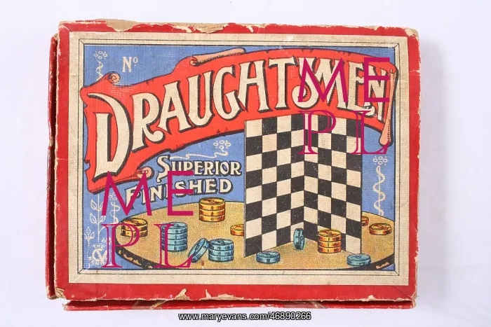 : Draughtsmen - coloured box lid : Draughtsmen - coloured box lid