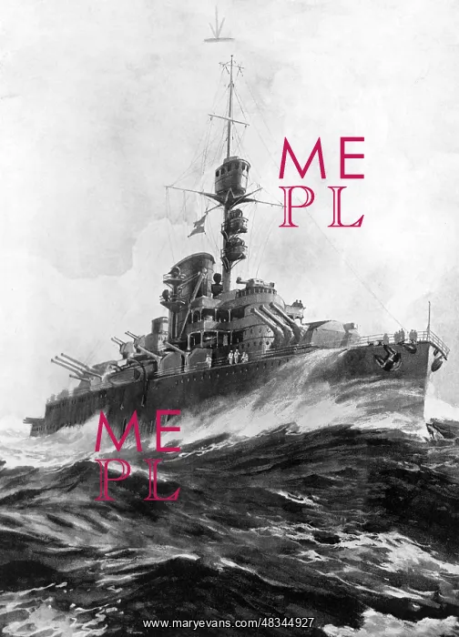 : Drawing of an armored cruiser, 1929 : Drawing of an armored cruiser, 1929