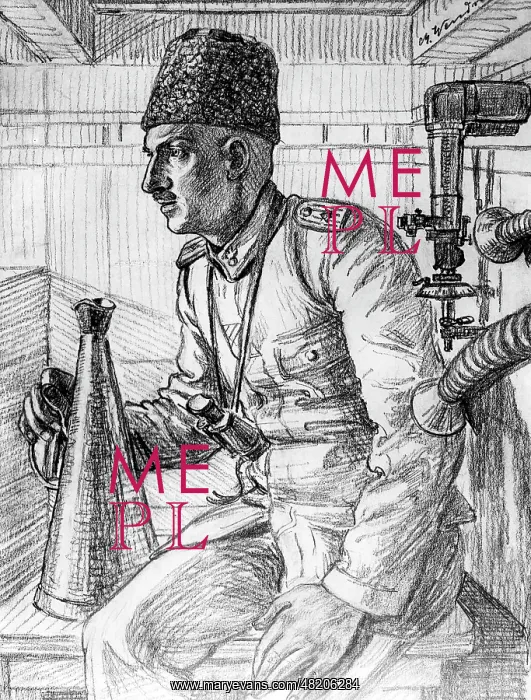 : Drawing of a battery commander, 1917 : Drawing of a battery commander, 1917