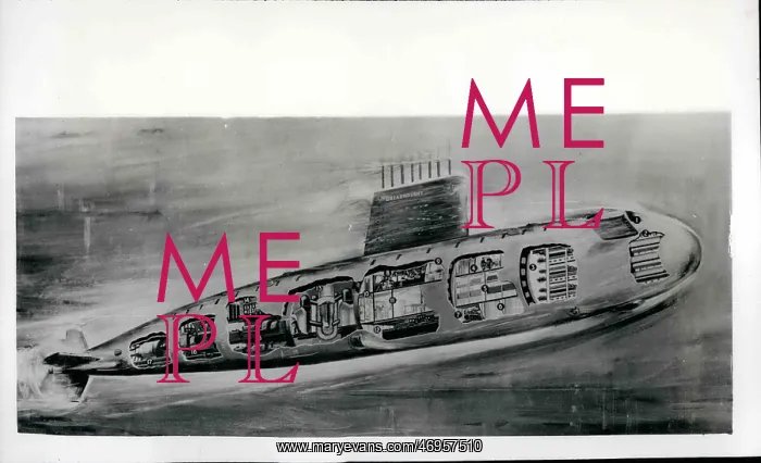 : Drawing of Britain's first nuclear submarine : Drawing of Britain's first nuclear submarine