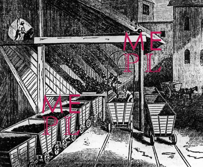 : Drawing of a coal factory, 1865 : Drawing of a coal factory, 1865