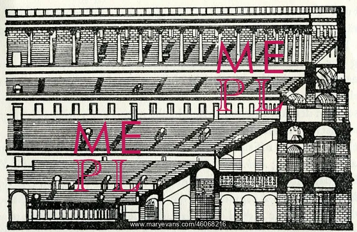 : Drawing of the Colosseum : Drawing of the Colosseum