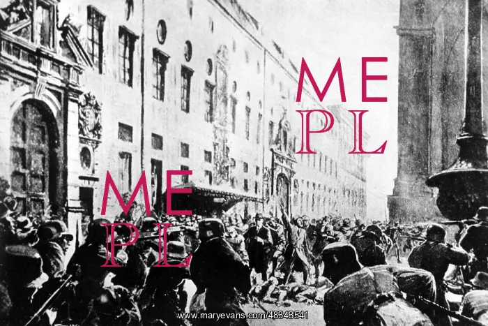 : Drawing depicting the Beer Hall Putsch in Munich : Drawing depicting the Beer Hall Putsch in Munich