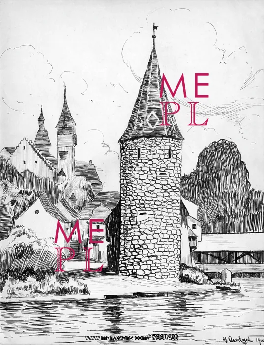 : Drawing by Harold Auerbach, Bremgarten, Switzerland : Drawing by Harold Auerbach, Bremgarten, Switzerland