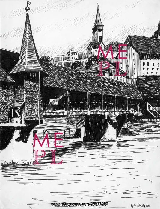 : Drawing by Harold Auerbach, Lucerne, Switzerland : Drawing by Harold Auerbach, Lucerne, Switzerland
