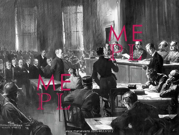 : Drawing of the Krupp trial in Essen by Felix Schwormstaedt : Drawing of the Krupp trial in Essen by Felix Schwormstaedt