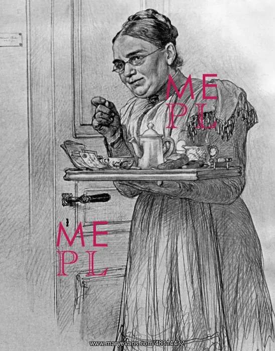 : Drawing of a maid, beginning of 19th century : Drawing of a maid, beginning of 19th century