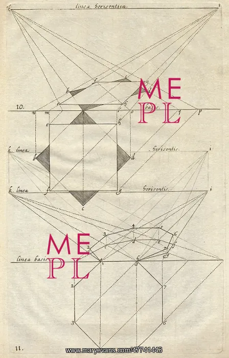 : Drawing of an octagon projection in perspective : Drawing of an octagon projection in perspective