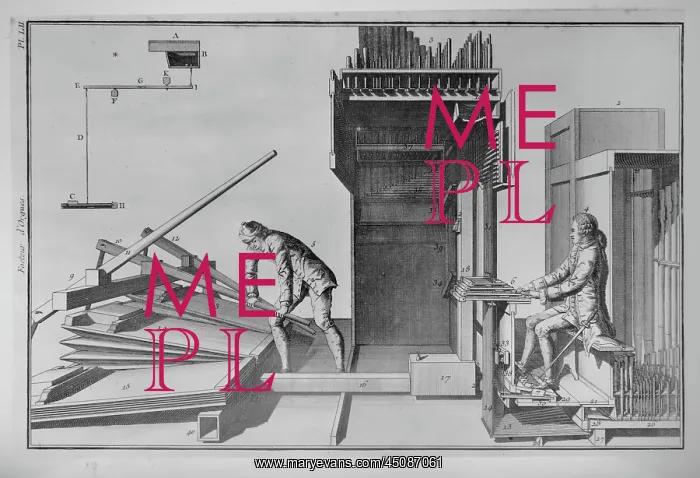 : Drawing of an organ by Dom Bedos de Celles : Drawing of an organ by Dom Bedos de Celles