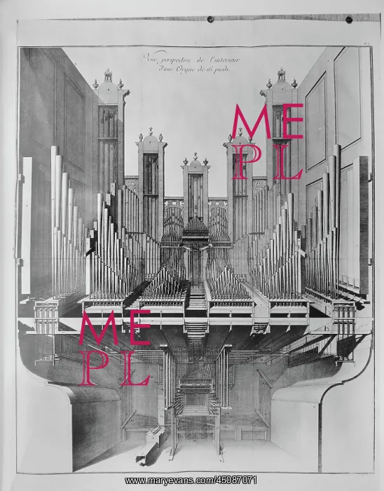 : Drawing of an organ by Dom Bedos de Celles : Drawing of an organ by Dom Bedos de Celles