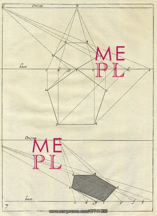 : Drawing of a pentagon projected to a fixed point : Drawing of a pentagon projected to a fixed point