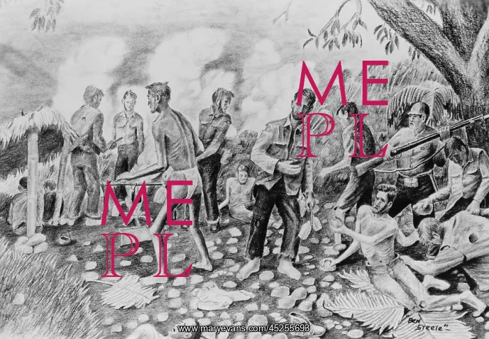 : Drawing by POW Ben Steele, depicting sick U.S : Drawing by POW Ben Steele, depicting sick U.S
