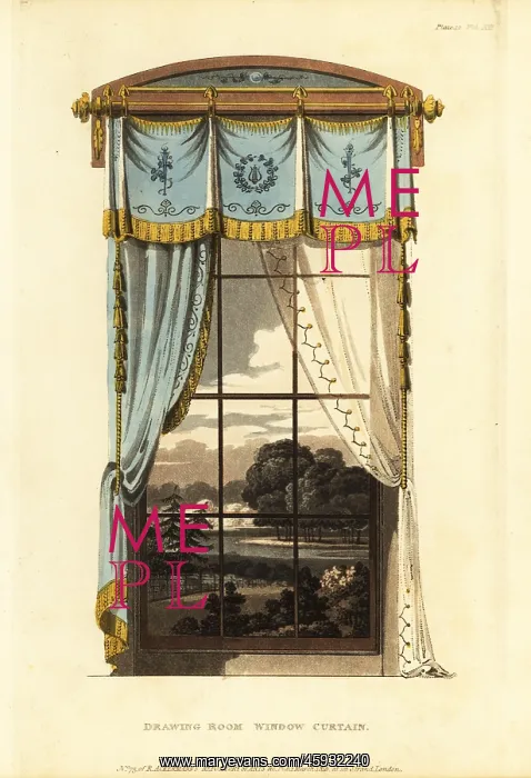  : Drawing room window curtain in shot silk, 1815