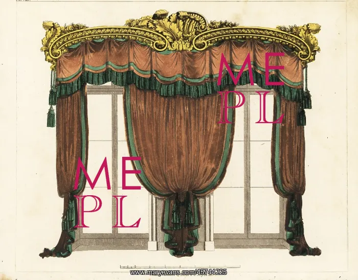 : Drawing-room window curtains, Regency style : Drawing-room window curtains, Regency style