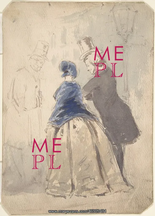 : Drawing for scene from Vanity Fair: Street Scene : Drawing for scene from Vanity Fair: Street Scene