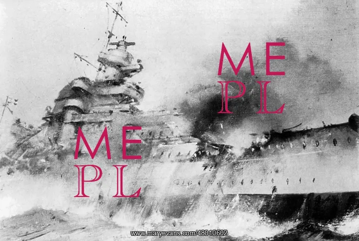 : Drawing of the sinking battleship Bismarck : Drawing of the sinking battleship Bismarck