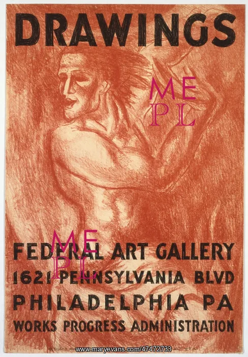 : Drawings. Poster for Federal Art Project exhibition of drawings at the Federal Art Gallery : Drawings. Poster for Federal Art Project exhibition of drawings at the Federal Art Gallery