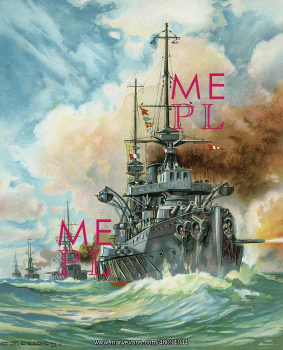 : A Dreadnought firing her great guns : A Dreadnought firing her great guns