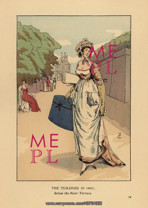 : Dress maker strolling in the Tuileries, 1802 : Dress maker strolling in the Tuileries, 1802