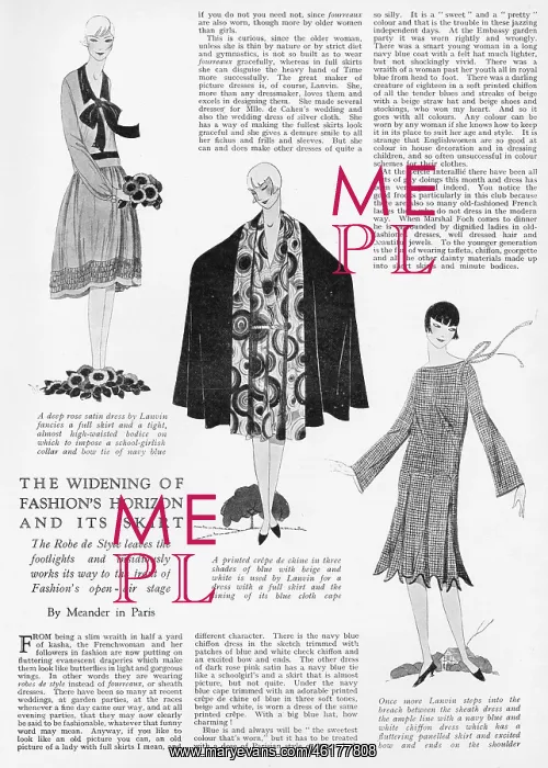 : Three dresses from Lanvin illustrating the widening : Three dresses from Lanvin illustrating the widening