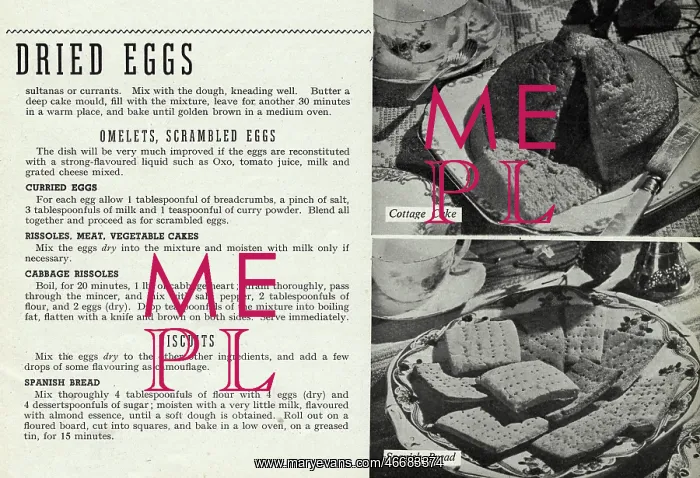 : Dried egg recipes 1945 : Dried egg recipes 1945