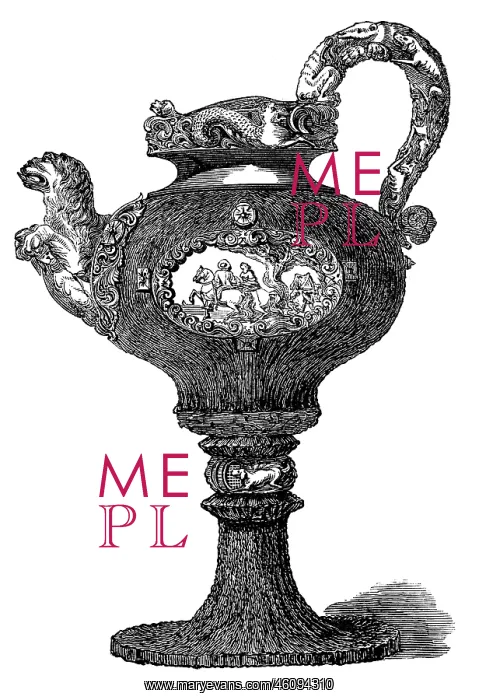 : Drinking vessels, dishes, cutlery, ewer : Drinking vessels, dishes, cutlery, ewer