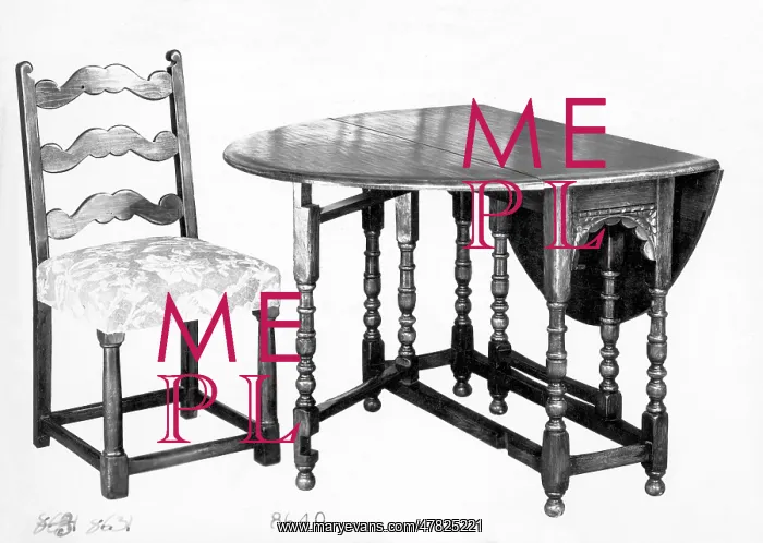 : A drop-leaf table and chair : A drop-leaf table and chair