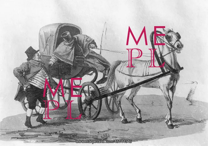 : Droshky carriage in Berlin, 1830 : Droshky carriage in Berlin, 1830