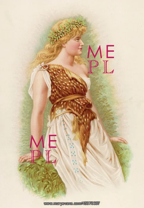 : Druidess. A Druid priestess wears the traditional white robe, held by buckle and sash : Druidess. A Druid priestess wears the traditional white robe, held by buckle and sash
