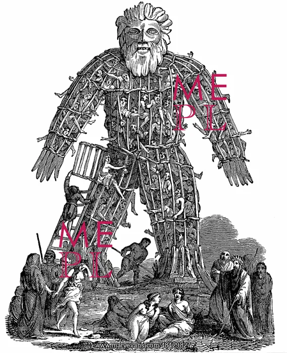 : Druids making human sacrifice to their gods, based : Druids making human sacrifice to their gods, based