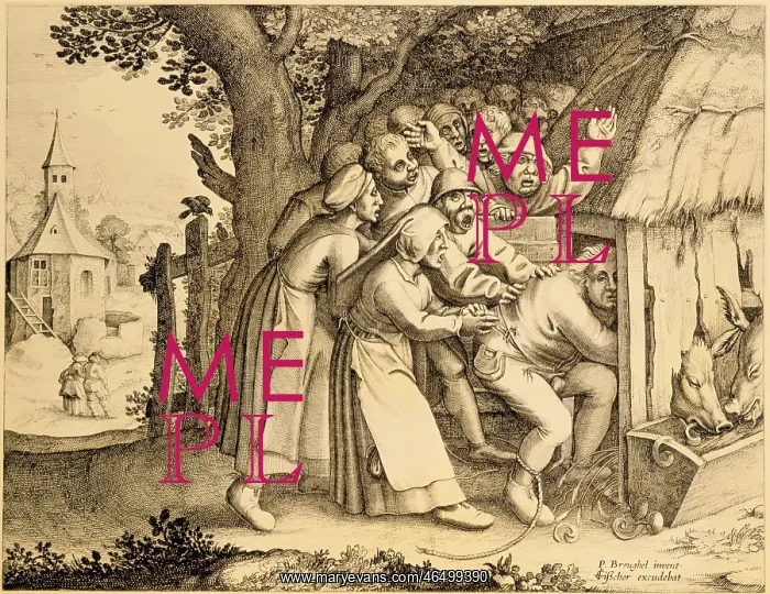 : The Drunkard Pushed into the Pigsty, by Bruegel the Elder : The Drunkard Pushed into the Pigsty, by Bruegel the Elder