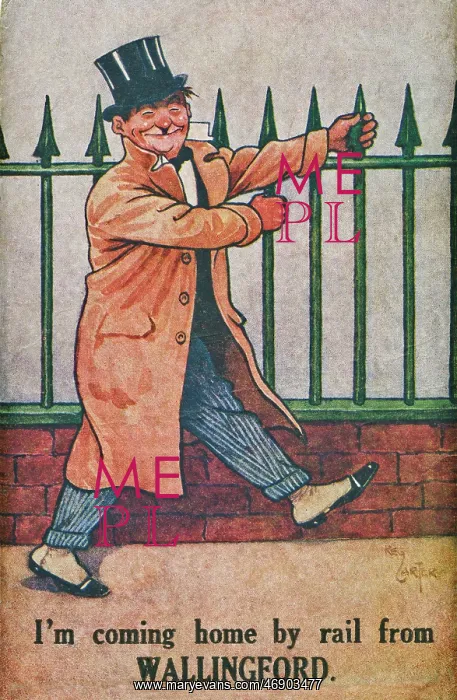 : Drunken man on a comic postcard : Drunken man on a comic postcard