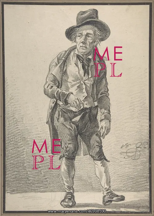 : A Drunken Man Standing, 1822, Black chalk, sheet: : A Drunken Man Standing, 1822, Black chalk, sheet: