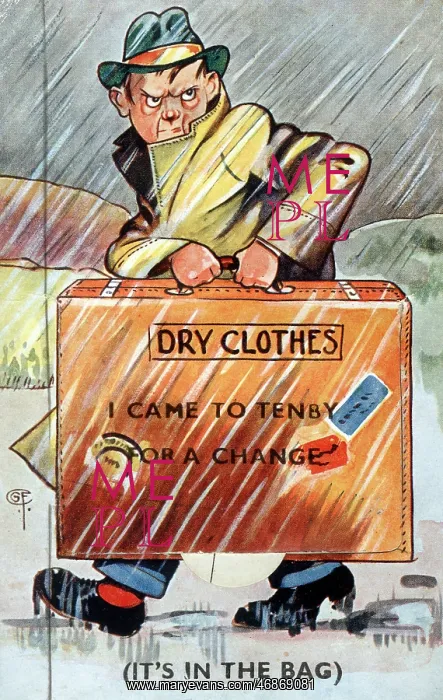 : Dry Clothes - I came to Tenby for a change - comic postcard : Dry Clothes - I came to Tenby for a change - comic postcard
