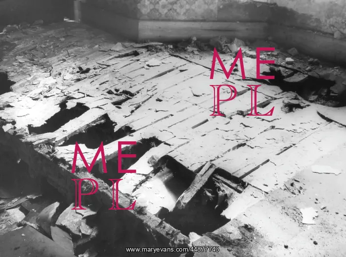  : DRY ROT. Floorboards in an old house, destroyed by dry rot