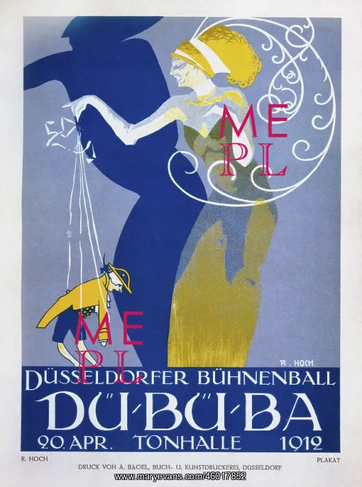 : Du Bu Ba. Poster for the Dusseldorf ball, Due-Bue-Ba, Tonhalle, 20.4.1912, by R. Hoch : Du Bu Ba. Poster for the Dusseldorf ball, Due-Bue-Ba, Tonhalle, 20.4.1912, by R. Hoch