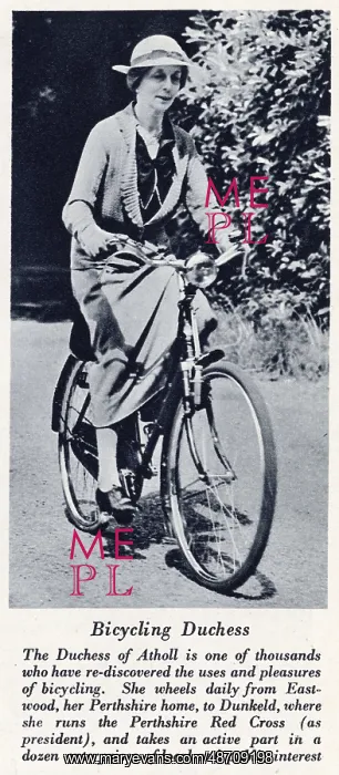 : Duchess of Atholl riding a bicycle : Duchess of Atholl riding a bicycle