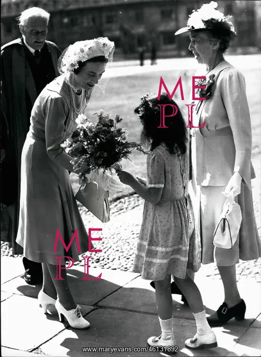 : Duchess of Gloucester receiving bouquet : Duchess of Gloucester receiving bouquet