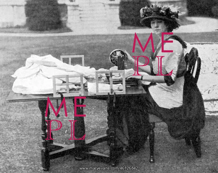 : Duchess of Westminster at her sewing machine, WW1 : Duchess of Westminster at her sewing machine, WW1