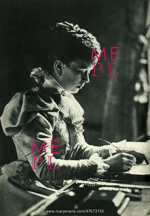 : Duchess of York at her writing desk at Sandringham : Duchess of York at her writing desk at Sandringham